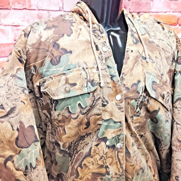 Canyon Guide Outfitters Hunting Jacket Men's Brown Realtree Hooded Button Front - Picture 8 of 9